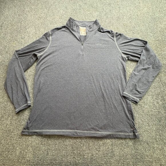 Orvis Trout Bum Blue Pullover Mens Large Blue 1/4 Zip Baselayer Shirt Athleisure - Picture 1 of 14